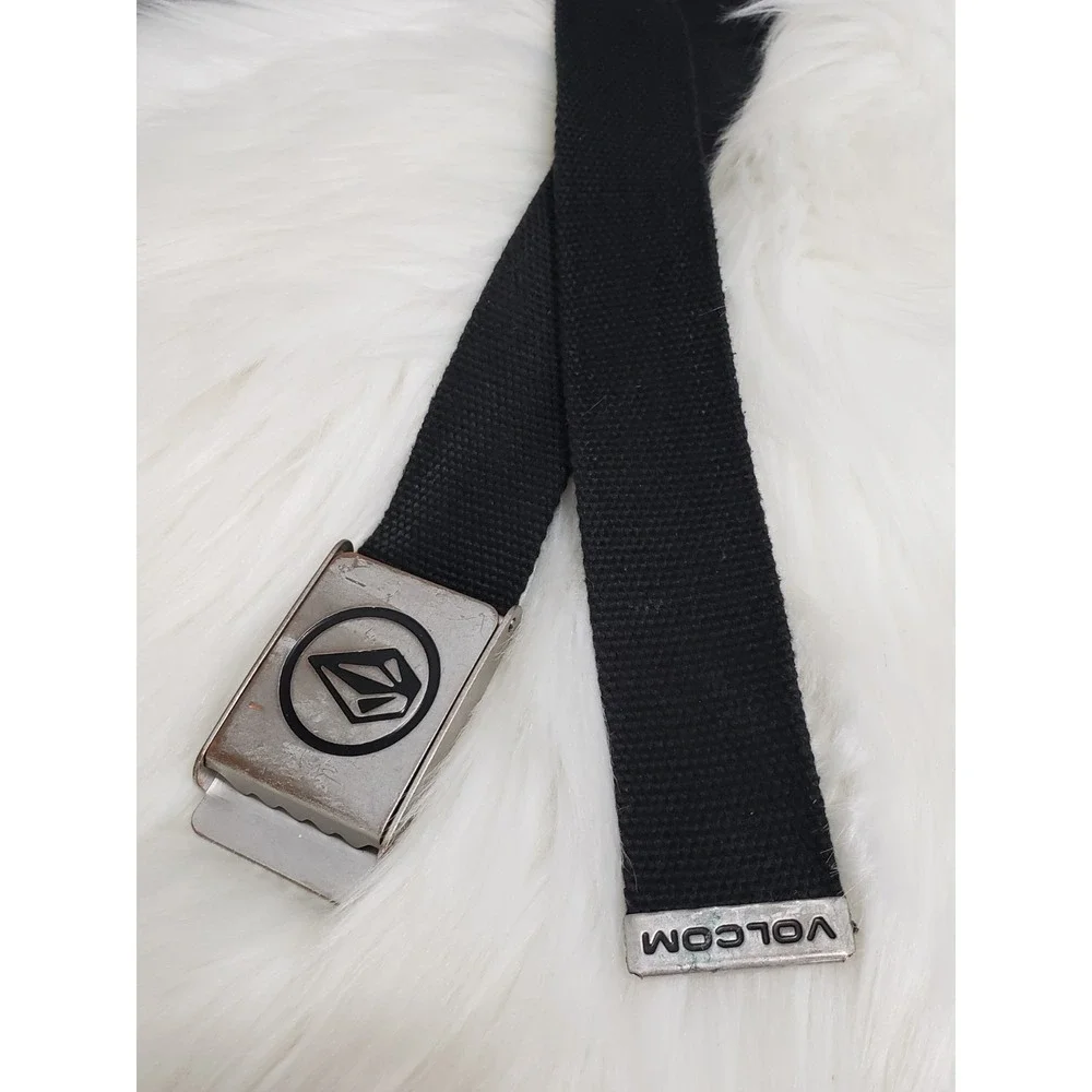 Volcom Canvas Belt With Hook Clasp Buckle SKATER Y2K METAL BUCKLE MENS Y2K
